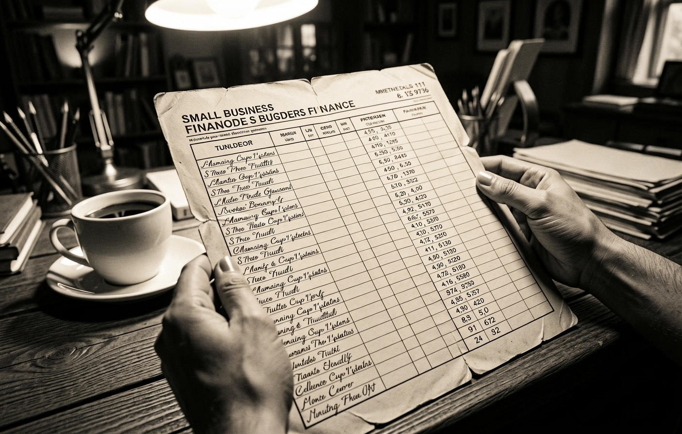Small business owner reviewing financial documents